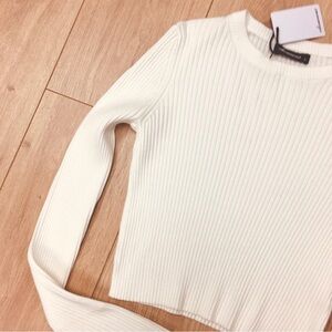 Olivaceous cashmere White Ribbed Long Sleeve sweater top bridal cozy wedding